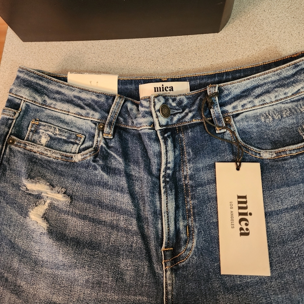 MICA Women's Super High Straight Leg Jeans - Blue. NWT - Picture 6 of 14
